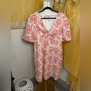 Fat Face Red and White Floral Midi Dress